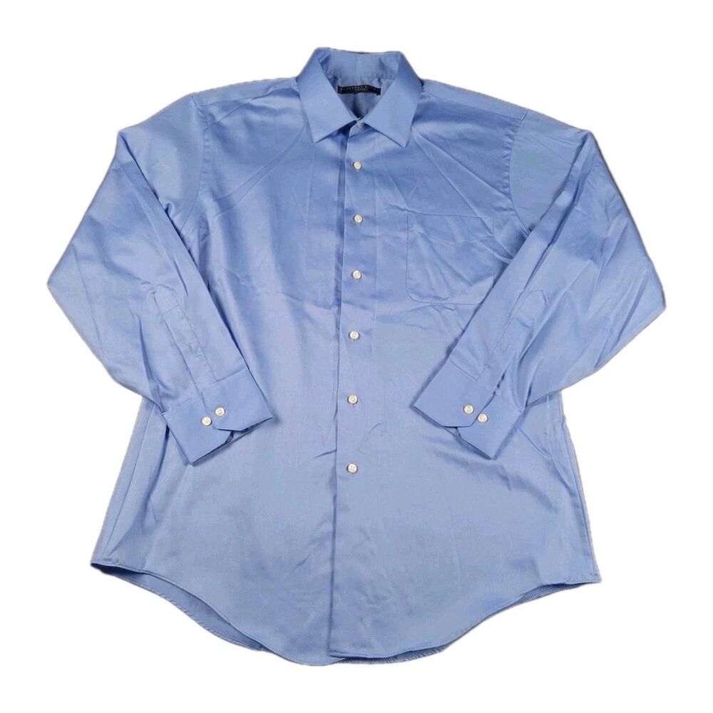 Geoffrey Beene Men’s Fitted Button Up Long Sleeve Blue Shirt Size Large